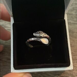 Silver Solitaire Ring with White Accents